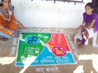 SY.BSc.IT students while rangoli on : SAVE EARTH